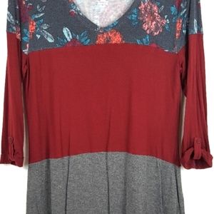 Maurices 24/7 V-Neck Color Block Floral Top